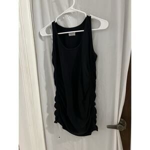 Athleta Tank Top Workout M Black Sleeveless Ruched Sides Leisure Wear